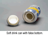 Soft drink can with false bottom