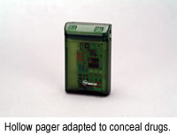 Hollow pager adapted to conceal drugs